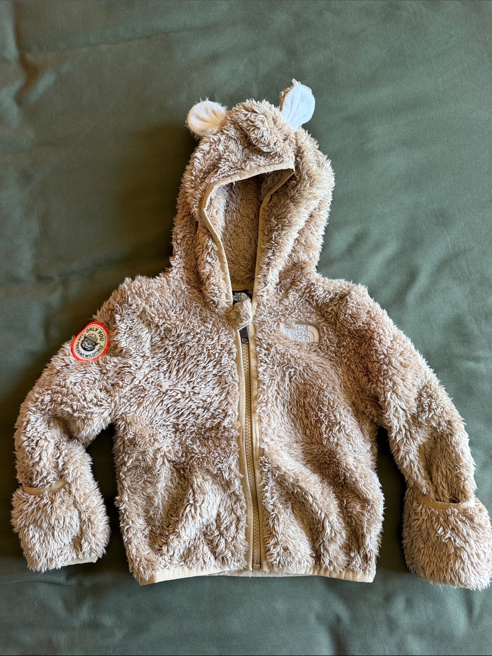 {THE NORTH FACE} infant fuzzy bear zip-up 12-18m